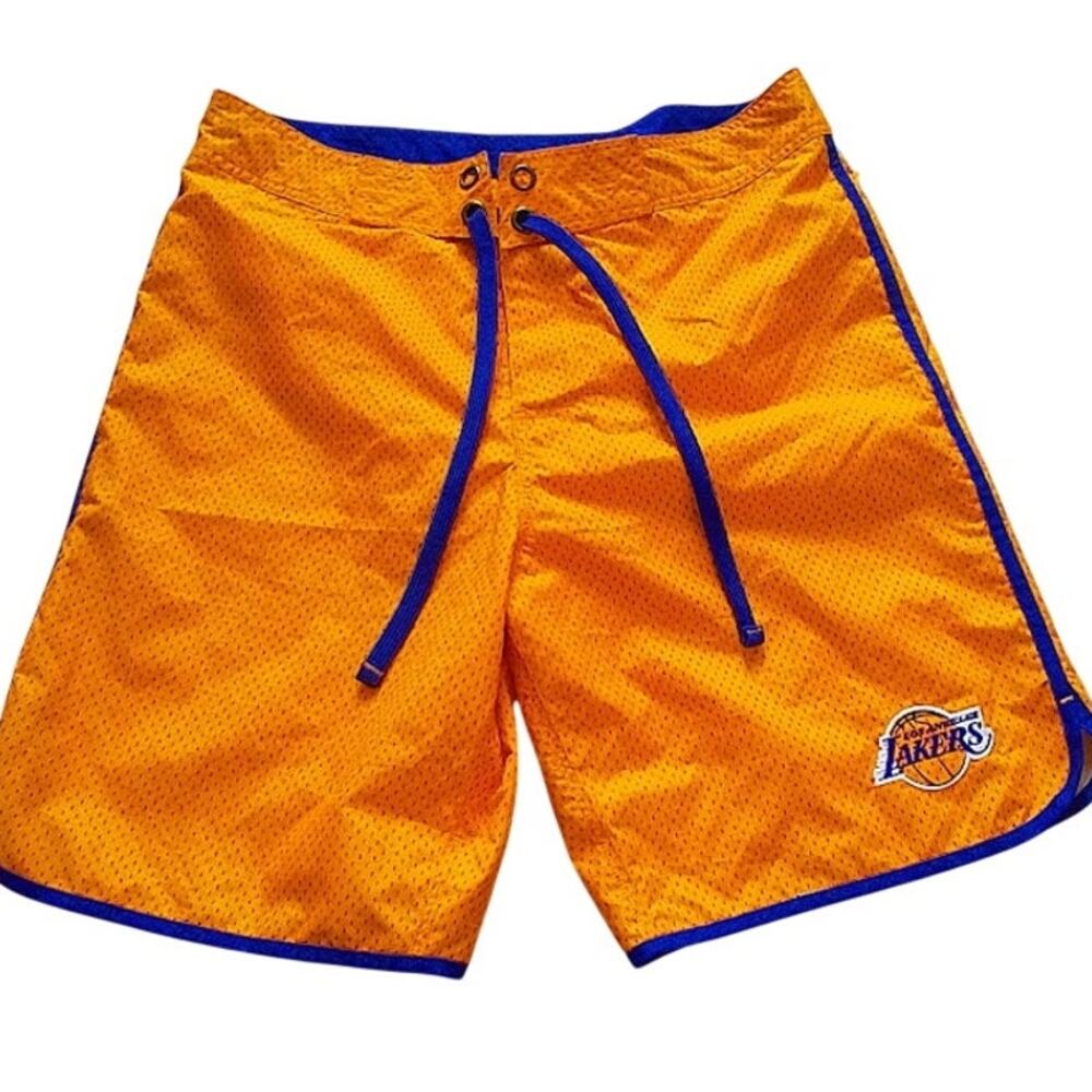 NWT NBA LA Lakers Board Shorts‎ Swim Trunks Men Small -Official NBA Licensed